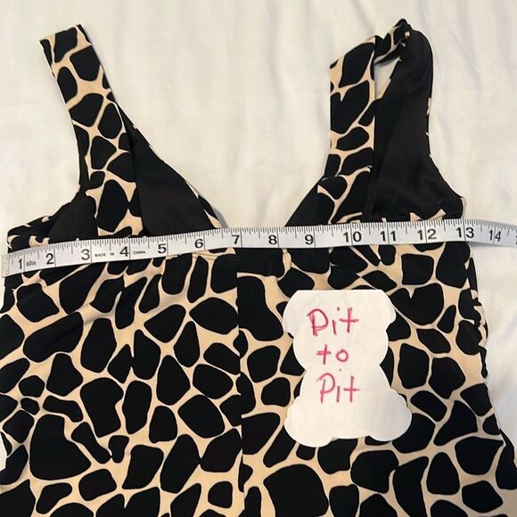 Enfocus Studio sz4 Elegant Black & Cream Animal Print Sleeveless high low Dress - Picture 8 of 12